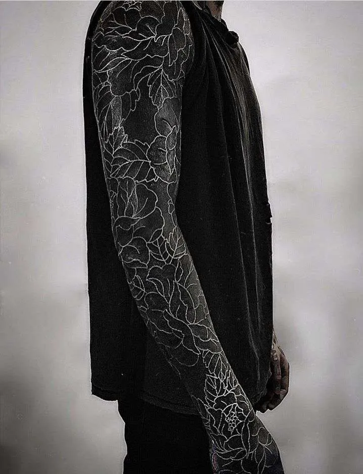 Oliver 'Oli' Sykes blackout tattoo - blackout tattoo coverup with white ink