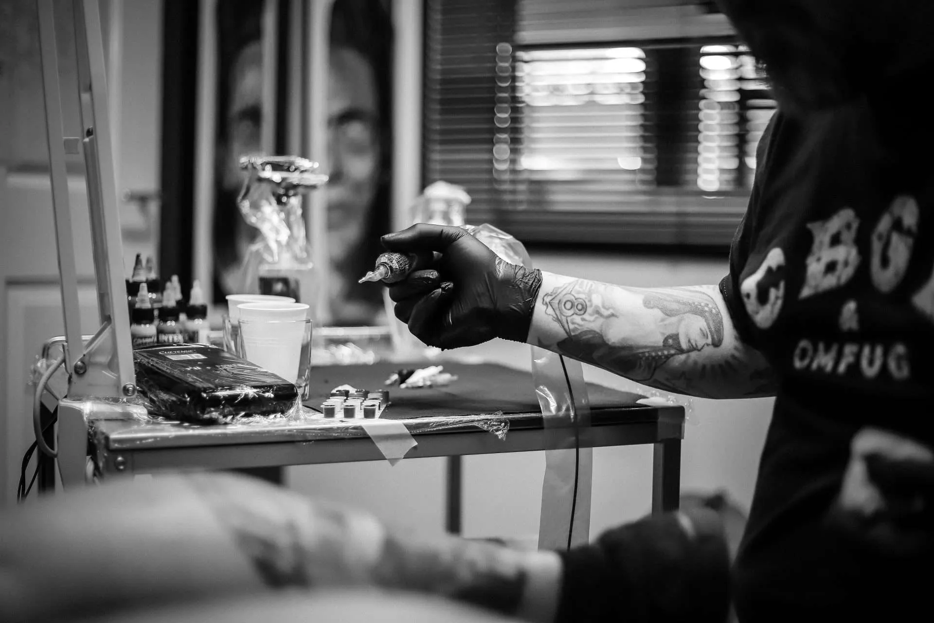 black and white tattoo