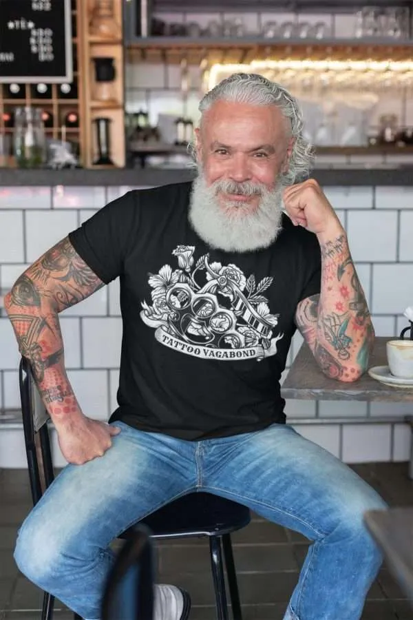 Vagabond Old School Tattoo T-Shirt (B&W) - Tattoo Vagabond