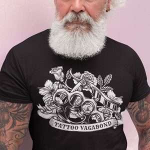Vagabond Old School Tattoo T-Shirt (B&W) - Tattoo Vagabond