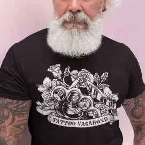 Vagabond Old School Tattoo T-Shirt (B&W) - Tattoo Vagabond